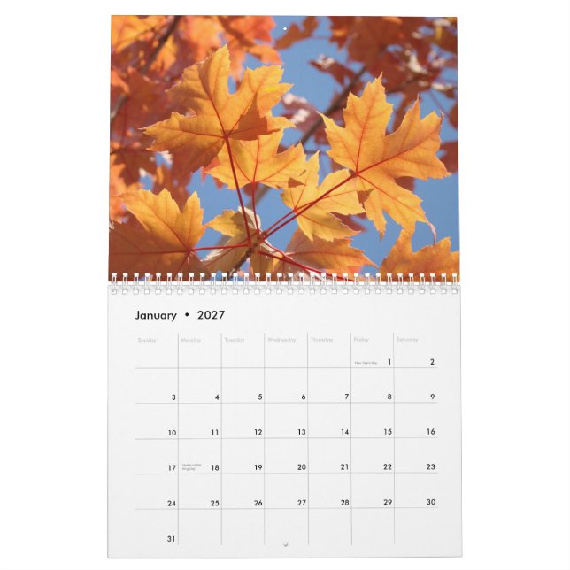 CALENDÁRIO  OUTONO Calendários ARTE DE OUTONO Folh (Jan 2027)