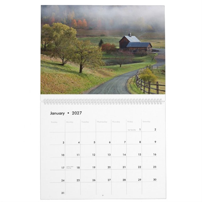 Calendário Outono em Vermont - 2015 (Jan 2027)