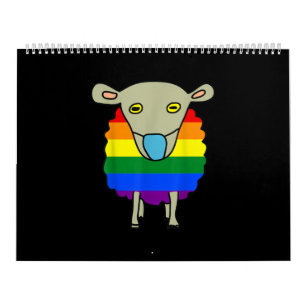 Calendário Ovelha que Veste máscaras Ovinos Coloridos Pres