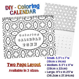 Calendário Padrão de Colorir DIY Arte de Contorno Personaliza