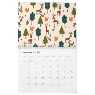 Calendário Padrão De Desenho Da Mão Botânica Ilustrado