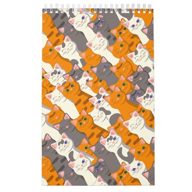 Calendário Padrão de diagonal do gato preto branco do Ginger (Capa)