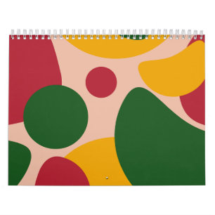 Calendário Padrão de Formas Abstratas Retro em Negrito
