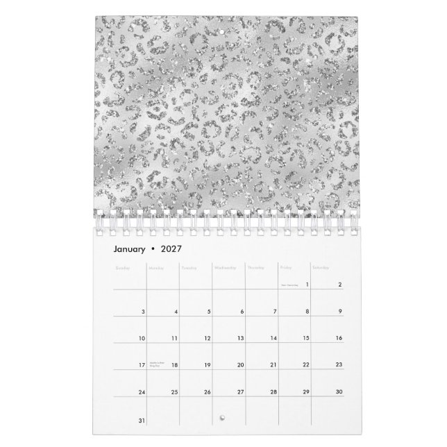 Calendário Padrão de Impressão da Pele do Leopard da Chita de (Jan 2027)