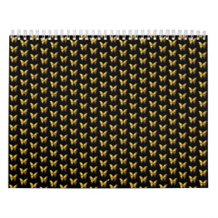 Calendário Padrão Dourado de borboleta elegante
