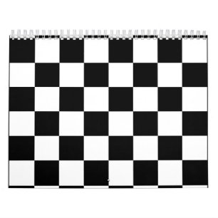 Calendário Padrão Xadrez Preto e Branco