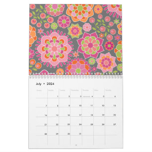 Calendário Padrões Chic Girly - Você pode mudar a data