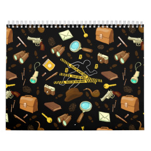 Calendário Padrões de Ícones de Detetive do Crime Novel