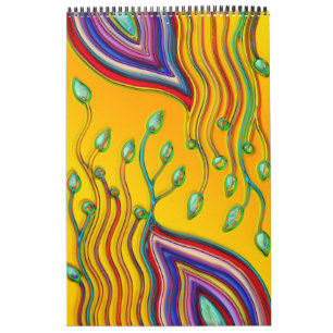 Calendário Padrões De Mão E Digitalmente Pintados Art 9°
