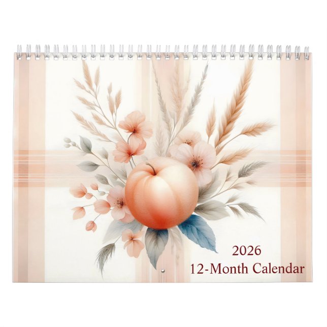 Calendário Padrões e flores de Xadrez de aquarela 2026 (Capa)