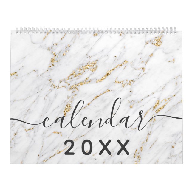 Calendário padrões modernos e elegantes de mármore chic (Capa)
