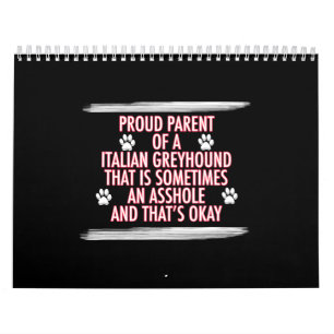 Calendário pai de mães de cão com presentes em galgo italia