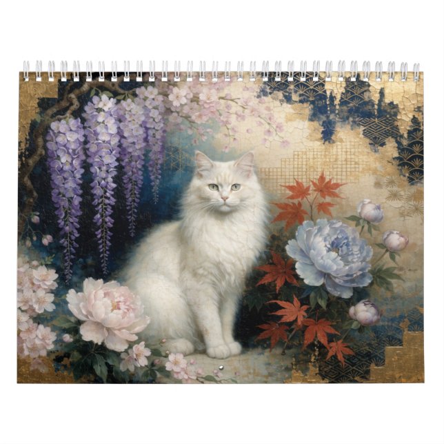 Calendário Painterly Hanafuda × Wagara Cat Design (Capa)