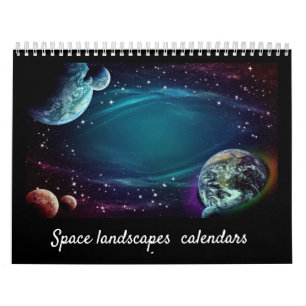 Calendário Paisagem de Espaço Moderno de Script Elegante em 