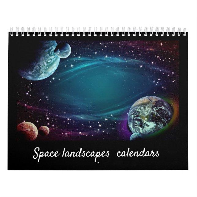 Calendário Paisagem Espacial Elegante Moderna de 12 Meses (Capa)
