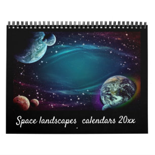 Calendário Paisagem Espacial Elegante Moderna de 12 Meses