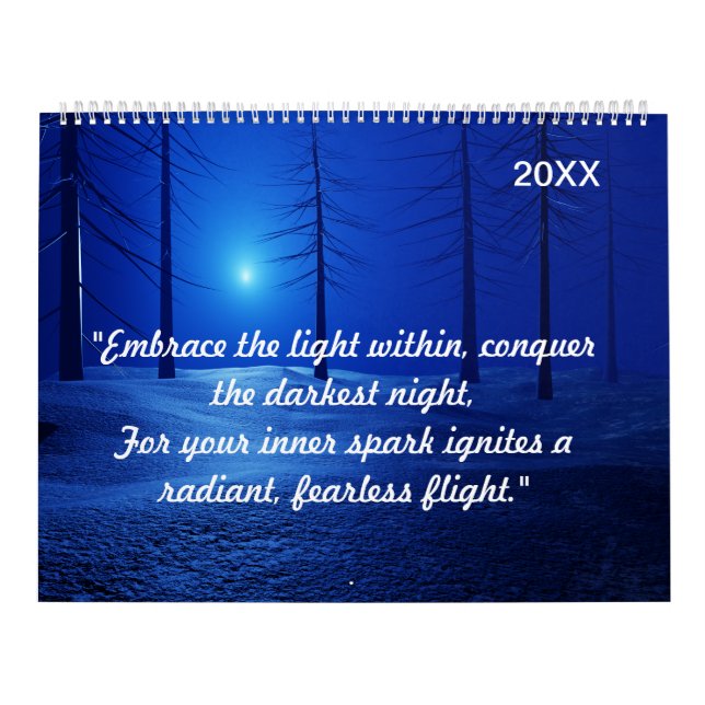 Calendário Paisagem Estética Floresta Fantasia Azul Escuro (Capa)