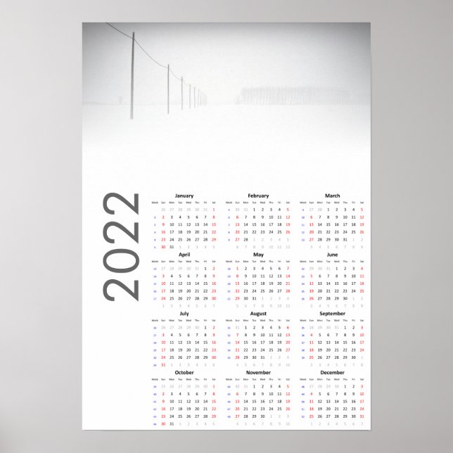Calendário Paisagem Nevada 2022 Poster (Frente)