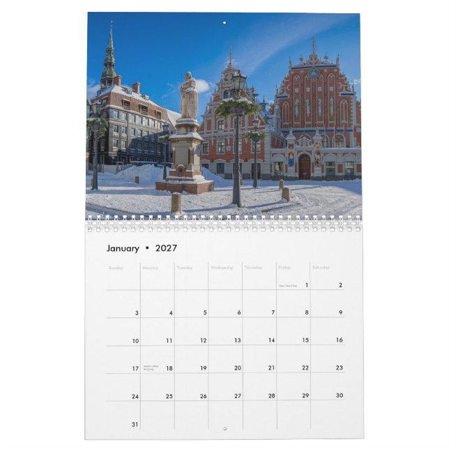 Calendário paisagens da Letónia (Jan 2027)