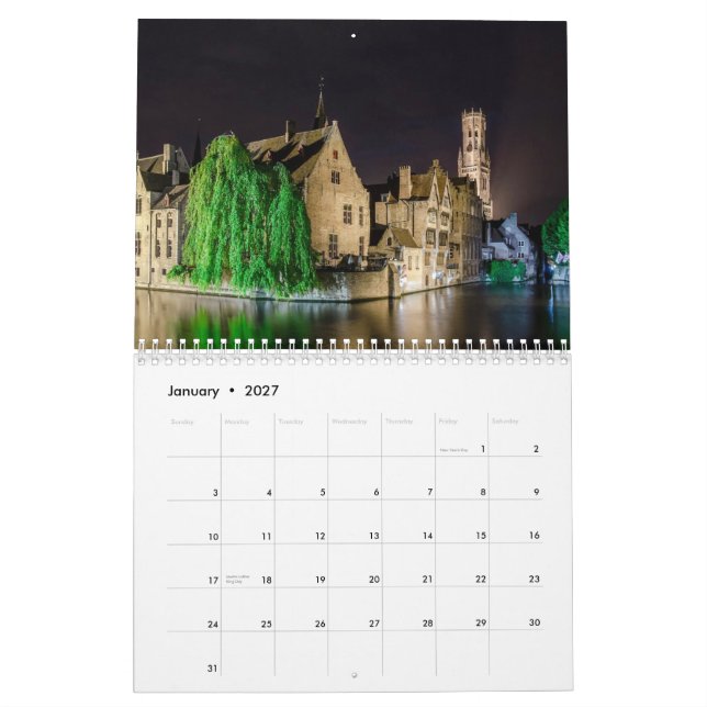 Calendário paisagens de Bruges (Jan 2027)