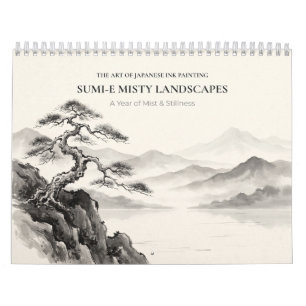 Calendário Paisagens Nebulosas Sumi-e Japonesas