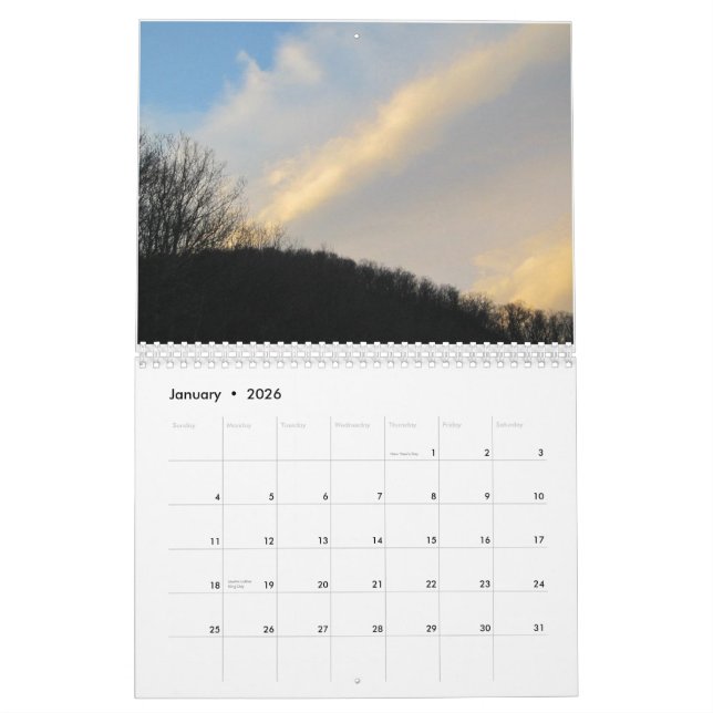 Calendário Paisagens ocidentais da montanha de North Carolina (Jan 2026)