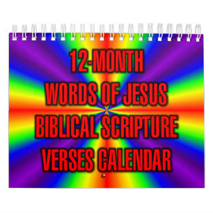 Calendário Palavras de Jesus Versículos Bíblicos de 12 Meses