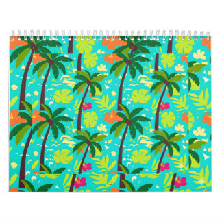 Calendário Palmeira Tropical Kigai Estética Folhagem de Verão