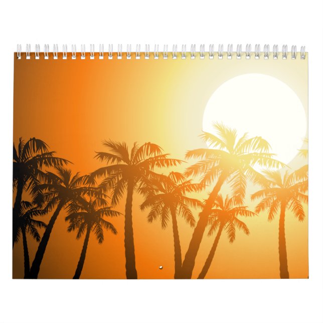 Calendário Palmeiras tropicais no pôr do sol (Capa)