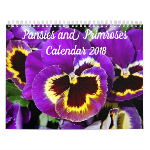 Calendário Pansies bonito e prímulas