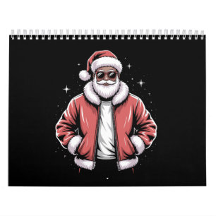 Calendário Papai Noel Afro-Americano de Natal Pijama Legal Pr