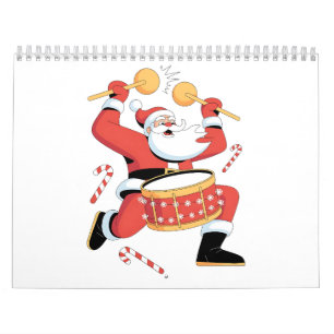 Calendário Papai Noel Baterista Engraçado Natal Feio Bateria