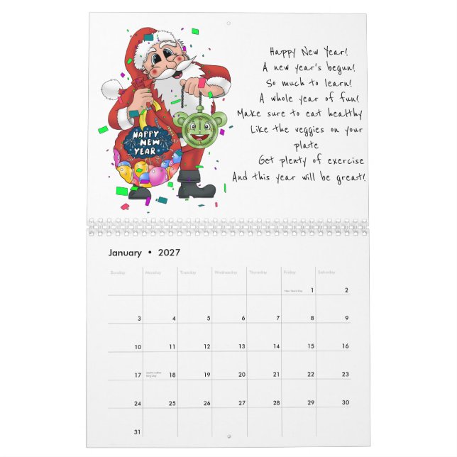 Calendário Papai Noel temático (Jan 2027)