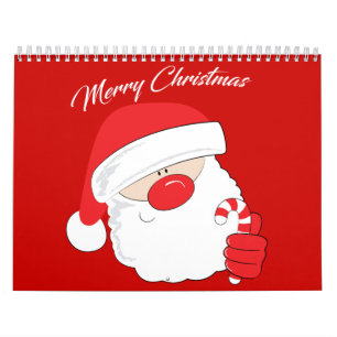 Calendário Papais noeis Face - texto branco.