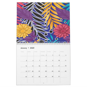Calendário Papel de embalagem colorido com floral criativo