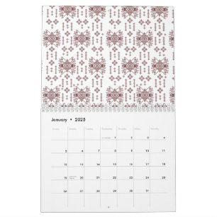 Calendário Papel de embrulho branco simétrico, que inclui um