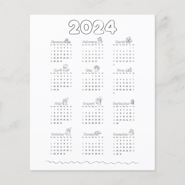 Calendário para 2024 (Frente)