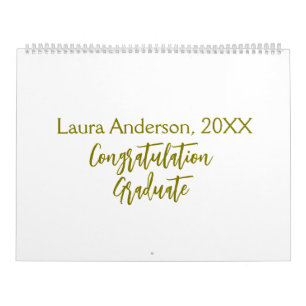 Calendário Parabéns graduado nome dourado turma 20XX si