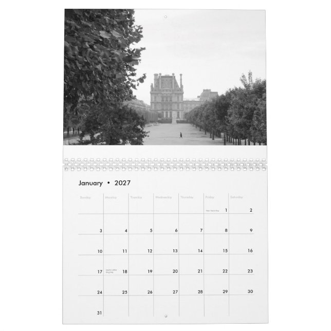 Calendário Paris - cenas da cidade (Jan 2027)