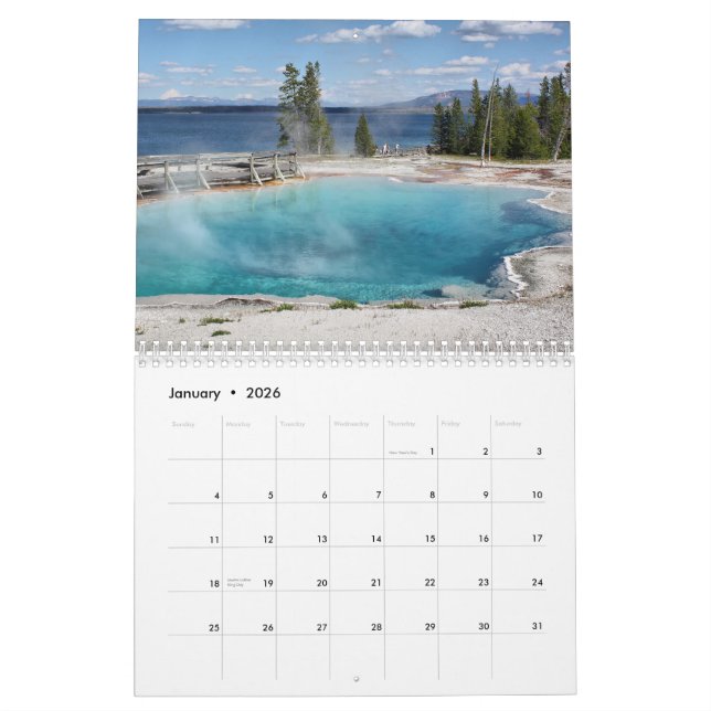 Calendário Parque nacional de Yellowstone (Jan 2026)