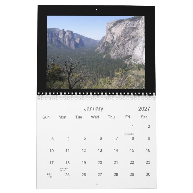 Calendário Parque nacional de Yosemite (Jan 2027)
