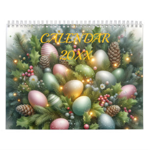 Calendário Páscoa Pastel Coelho Floral Todo Ano Aquarela