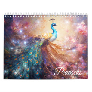 Calendário Pavões Fantásticos em Estilo Abstrato