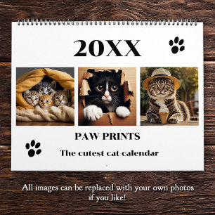 Calendário Paw Imprime Pet Cat Photo Art Large