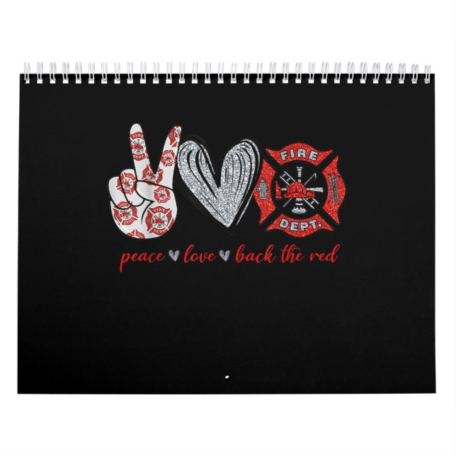 Calendário Paz Amor de Volta Vermelho | Presente Engraçado do (Capa)