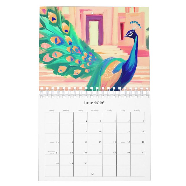 Calendário peacock calendar (Jun 2026)