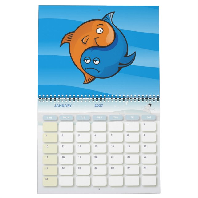 Calendário Peixe Yin Yang Desenho (Jan 2027)