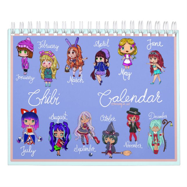Calendário Pequeno de Duas Páginas do Chibi, Calen (Capa)