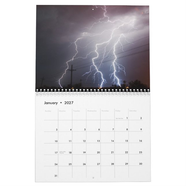 Calendário perigoso do relâmpago 2013 (Jan 2027)