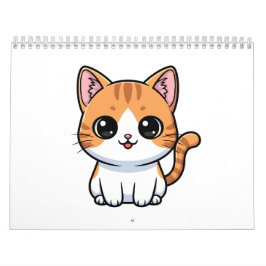 Calendário Personagem de gatinho laranja fofo
